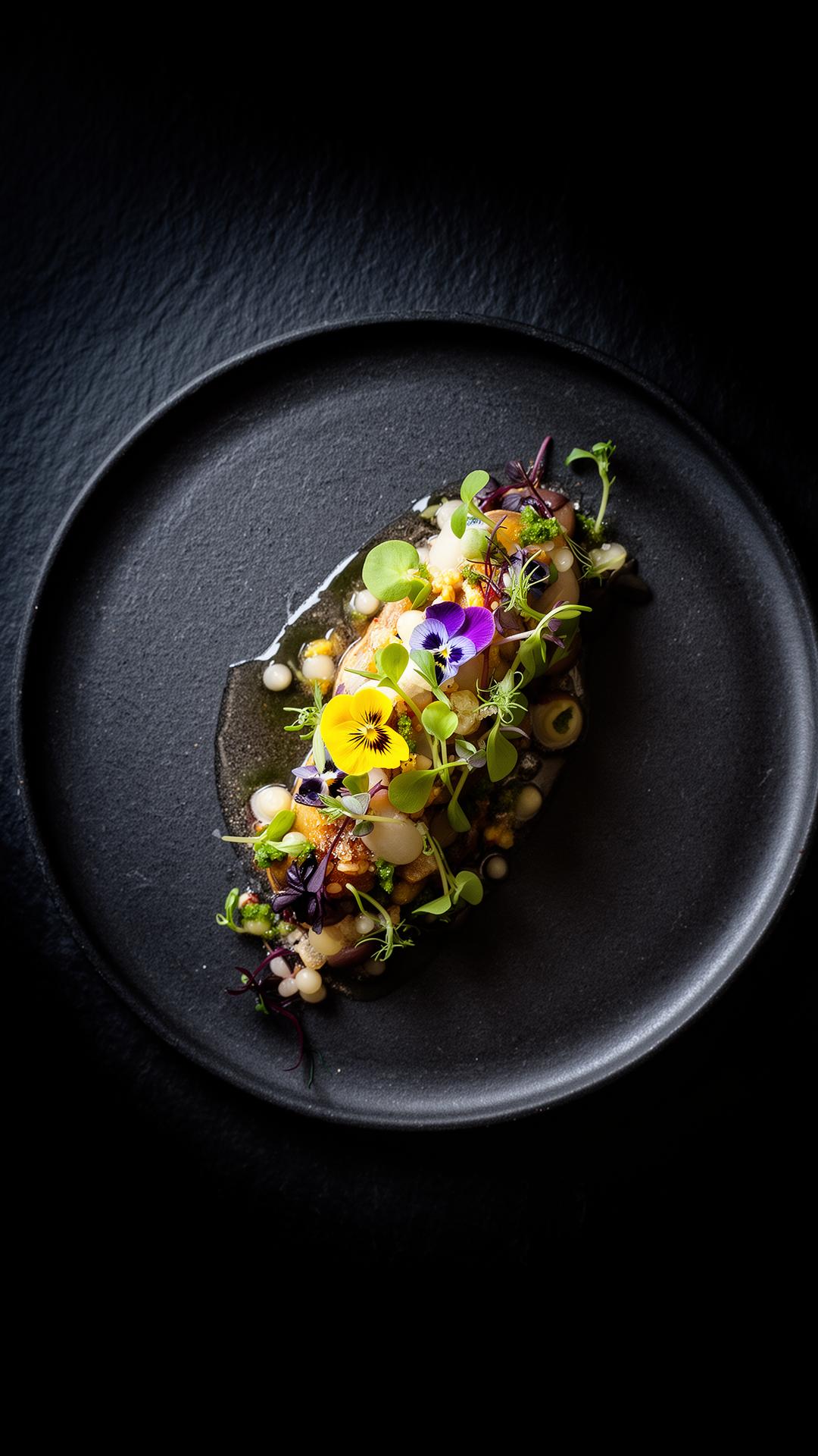 Plat signature dressé sur ardoise noire